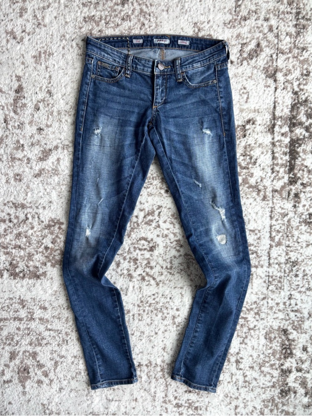 Miss Sixty Y2K Low-Rise Distressed Women's Skinny Blue Jeans